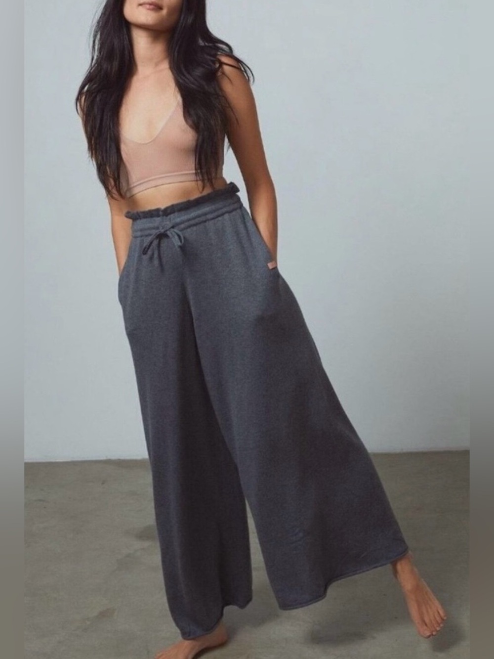 Lunya NWOT Wide-Leg Drawstring Lounge Pants Charcoal Size M